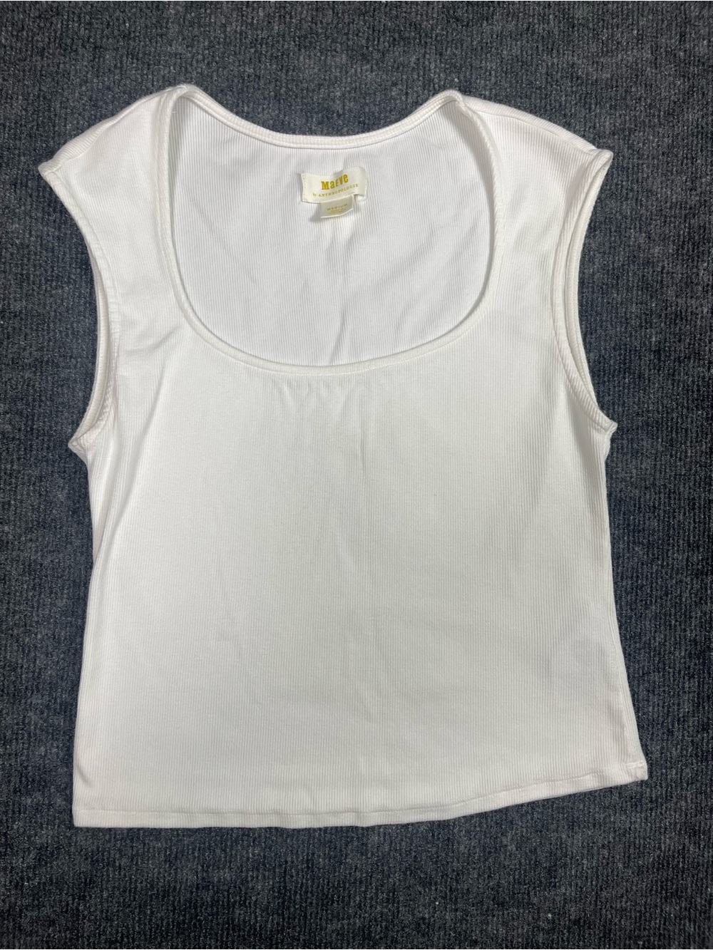 Anthropologie White Scoop Neck Ribbed Tank Top